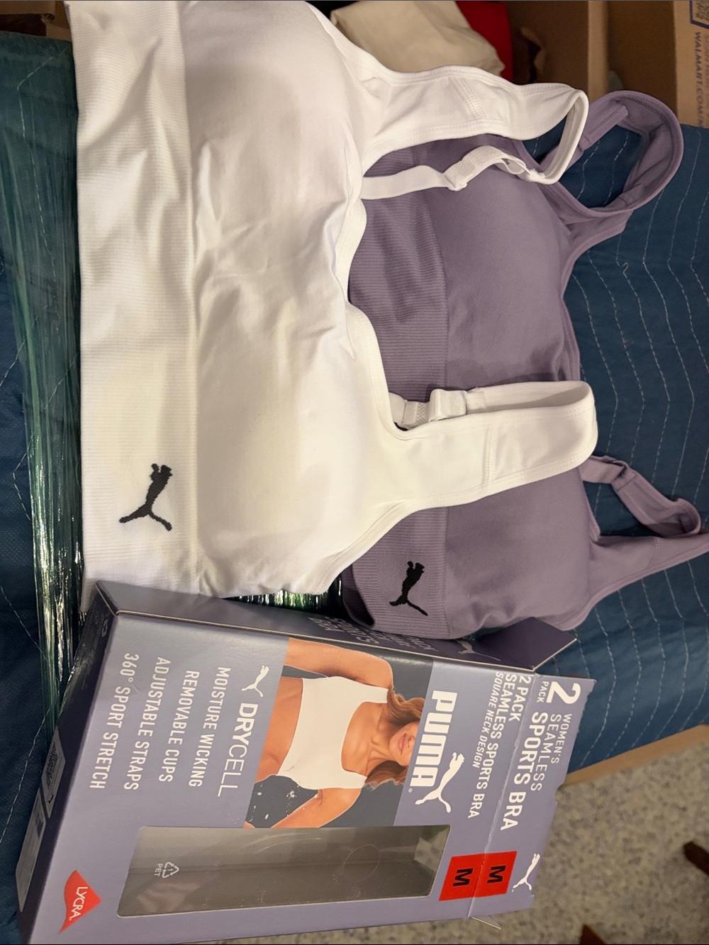 Puma Women’s Seamless Sports Bras - White & Lavender